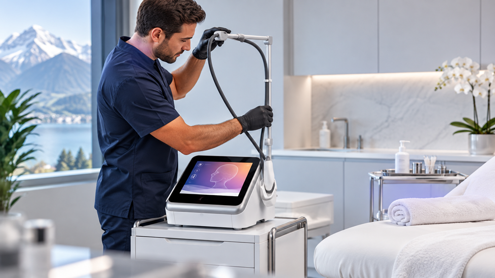 Installation d’un appareil esthétique professionnel chez un client