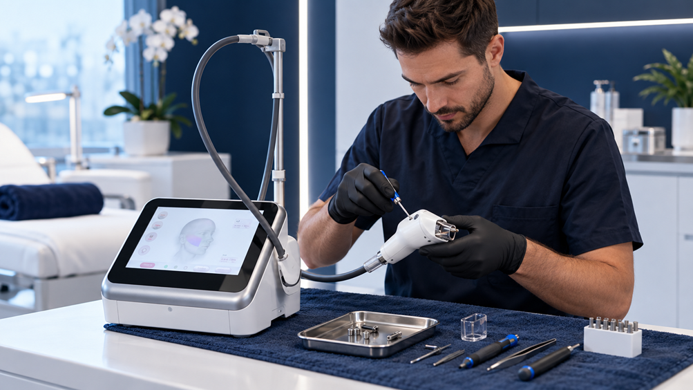 Maintenance d’un appareil esthétique par le service technique ISO13485 Swiss Clinitech